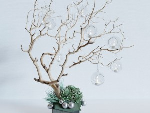 Decor branch and christmas toy Model 3D