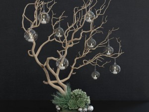 Decor branch and christmas toy Model 3D