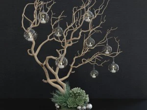Decor branch and christmas toy 3D Model