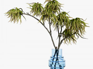 Decorative branches with green flowers 3D Model