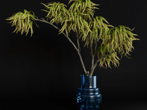 Decorative branches with green flowers 3D 模型