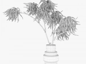 Decorative branches with green flowers 3D Model
