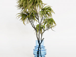 Decorative branches with green flowers 3D 模型