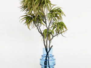 Decorative branches with green flowers 3D Model