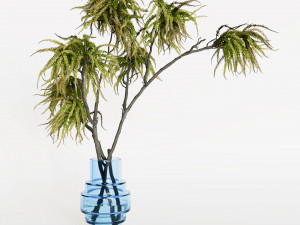 Decorative branches with green flowers 3D 模型