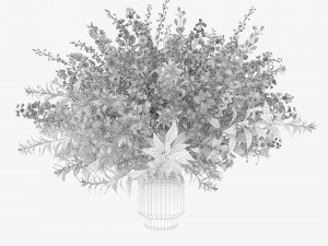 Green Bouquet of violet and blue flowers Model 3D
