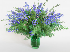 Green Bouquet of violet and blue flowers Model 3D