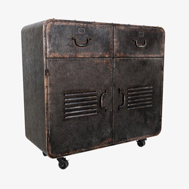 Industrial iron cabinet 3D Model .c4d .max .obj .3ds .fbx .stl .blend 