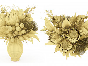 Bouquet of red protea flowers 3D 모델