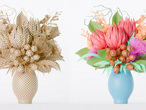 Bouquet of red protea flowers 3D 모델