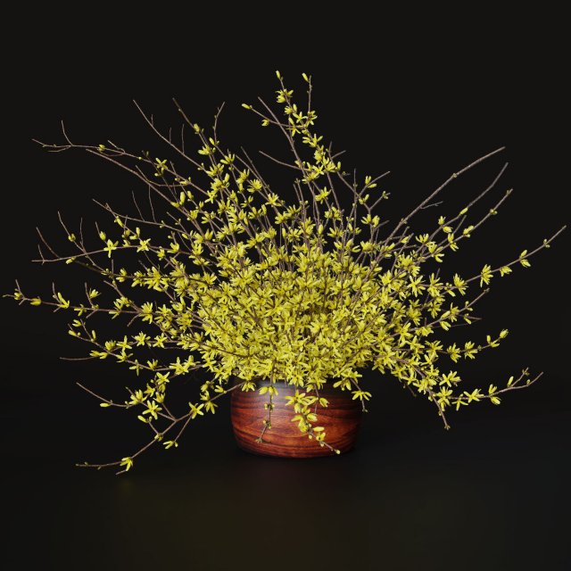 Bouquet of yellow flowers Forsythia Modèle 3D .c4d .max .obj .3ds .fbx .stl .blend 