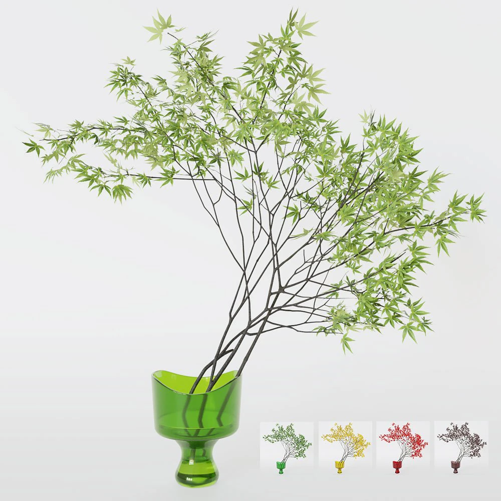 Decorative branch japanese maple 3D Model .c4d .max .obj .3ds .fbx .stl .blend