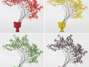 Decorative branch japanese maple 3D Model