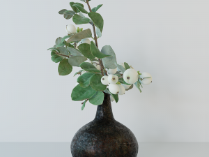 Snowberry branch in vase Modello 3D