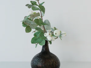 Snowberry branch in vase 3D Model
