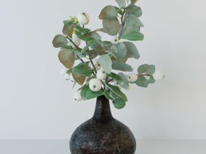 Snowberry branch in vase Modello 3D