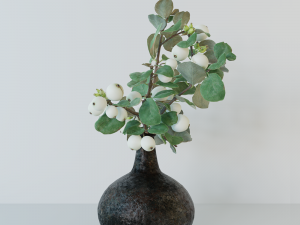 Snowberry branch in vase Modello 3D