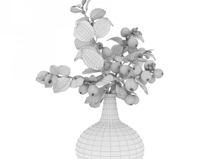 Snowberry branch in vase 3D Model