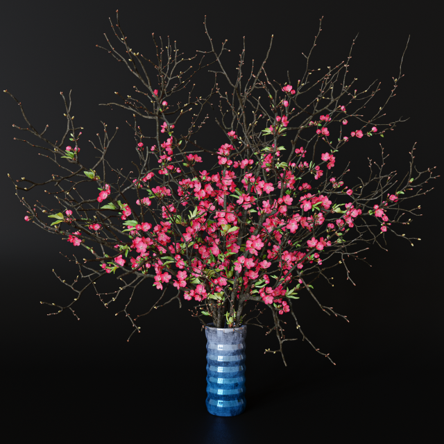 Branches cherry flowers Model 3D .c4d .max .obj .3ds .fbx .stl .blend