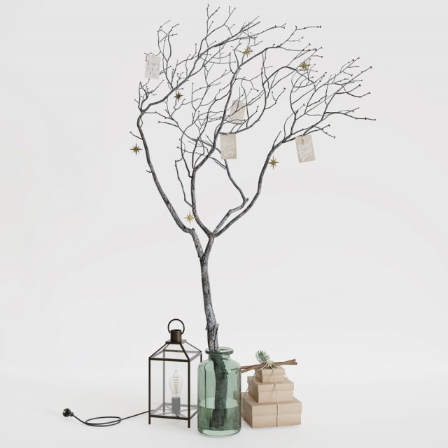 Decor branch in green bootle 3D मॉडल .c4d .max .obj .3ds .fbx .stl .blend 