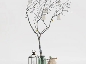 Decor branch in green bootle 3D Model