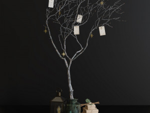 Decor branch in green bootle 3D मॉडल