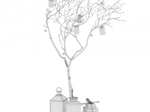 Decor branch in green bootle 3D Model
