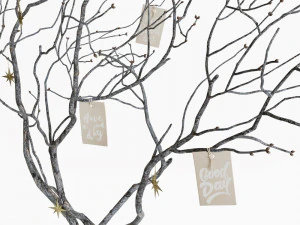 Decor branch in green bootle 3D Model