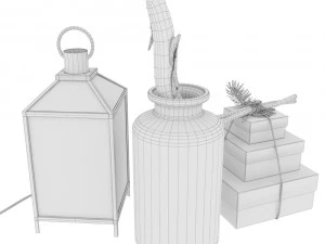 Decor branch in green bootle 3D Model