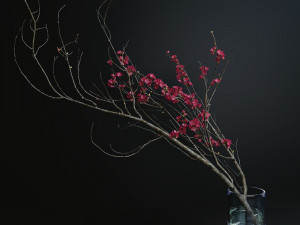 Decorative branch with flowers of sakura 3D Model