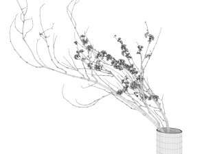 Decorative branch with flowers of sakura 3D Model
