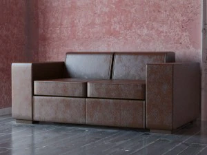 कैफे कार्यालय बार में सिलाई के साथ चमड़े का सोफा 3D मॉडल