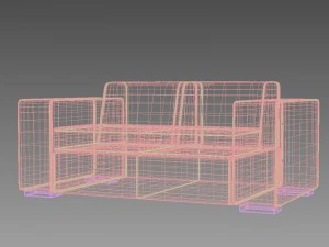 leather sofa with stitch in the cafe office bar 3D Model
