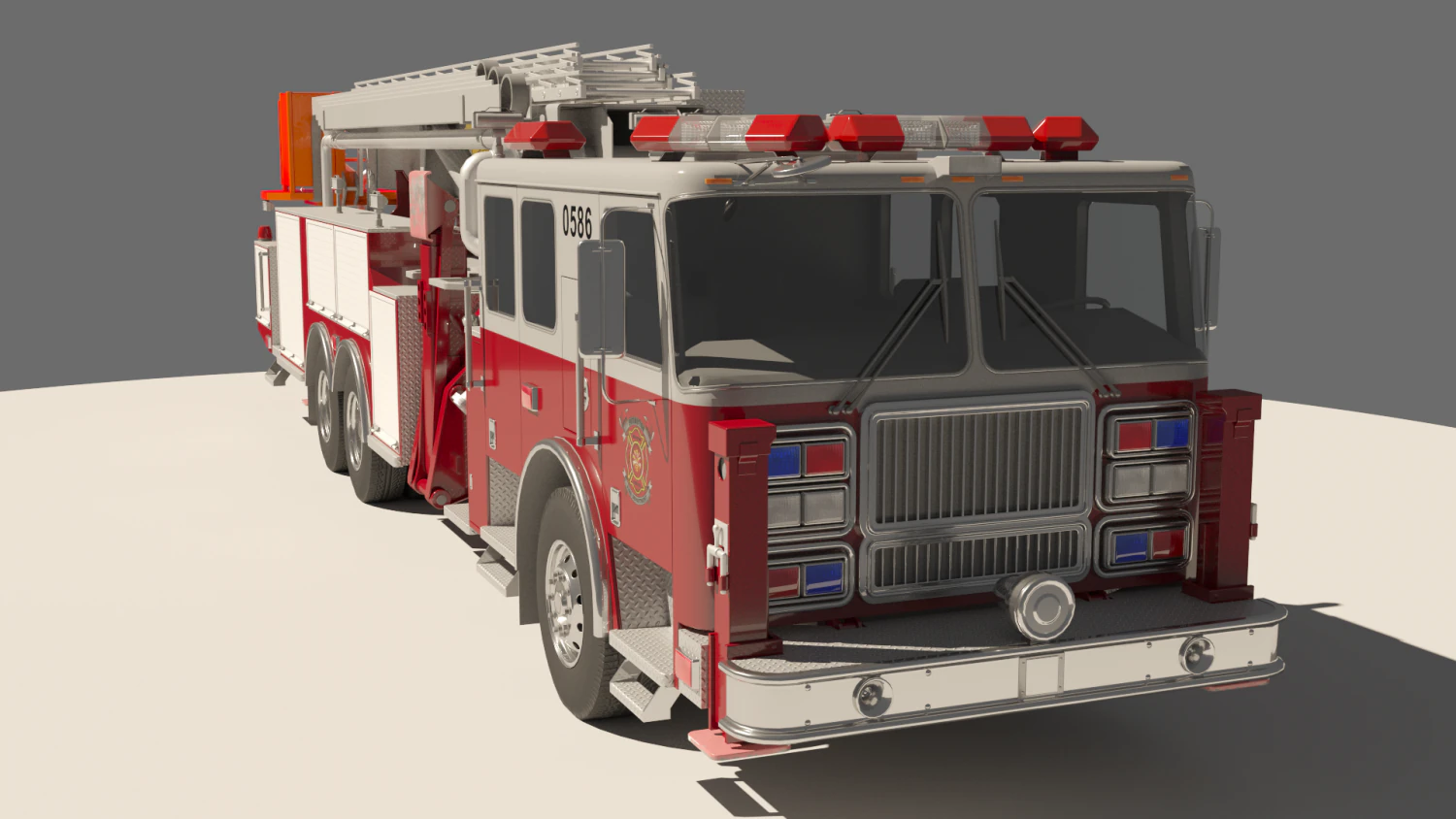 rescue fire truck 3D Model .c4d .max .obj .3ds .fbx .stl .blend 