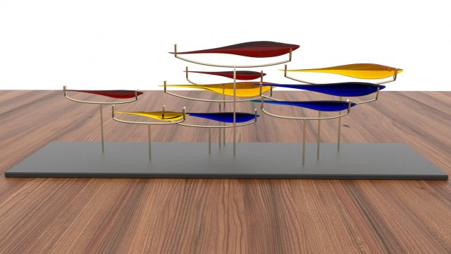 glass fish on gilded pillars 3D Model .c4d .max .obj .3ds .fbx .stl .blend
