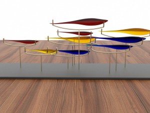 glass fish on gilded pillars 3D Модель