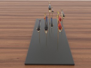 glass fish on gilded pillars 3D Model