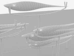glass fish on gilded pillars 3D Model
