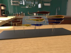 glass fish on gilded pillars 3D Model