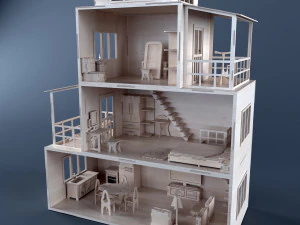 合板ドールハウス 3Dモデル