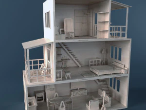 plywood dollhouse 3D Model