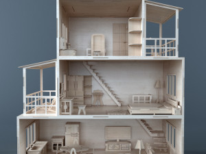 plywood dollhouse 3D Model