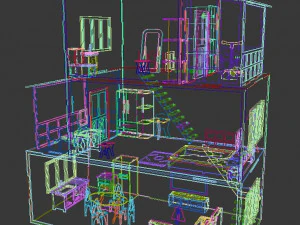 plywood dollhouse 3D Model