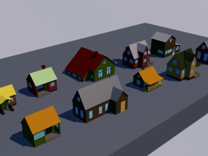 10 houses 3D Model