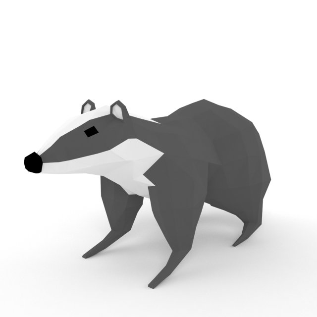 low-polys badger 3D Модель .c4d .max .obj .3ds .fbx .stl .blend 