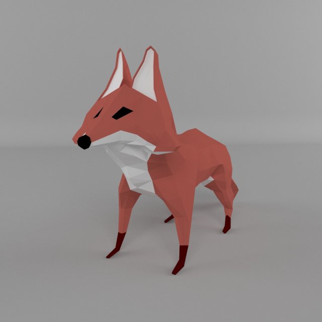 low-polys fox 3D Model .c4d .max .obj .3ds .fbx .stl .blend 
