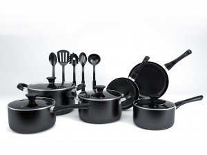 cook n home 15 piece non stick black 3D Model