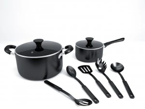 cook n home 15 piece non stick black 3D Model