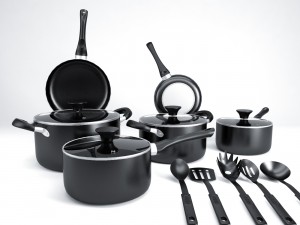 cook n home 15 piece non stick black 3D 모델