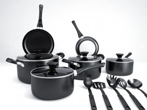 cook n home 15 piece non stick black 3D Model